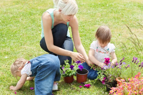 Team preparing tools for a garden makeover